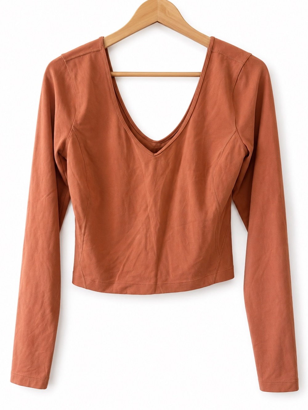 Lululemon Align Long Sleeve Crop Top Rust Terracotta Yoga Athletic Size 4